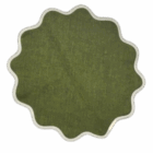 Lily Placemat in olive green with ivory scalloped trim, showcasing a refined and versatile design for table settings.