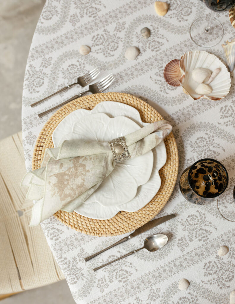 - Curated Linen Collection Close-up of linen edge showing clean hem and tailored finish