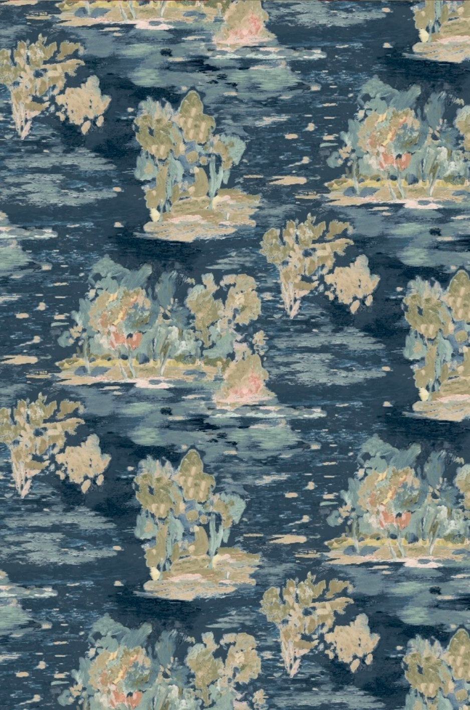 - Curated Linen Collection a navy patterned linen table top