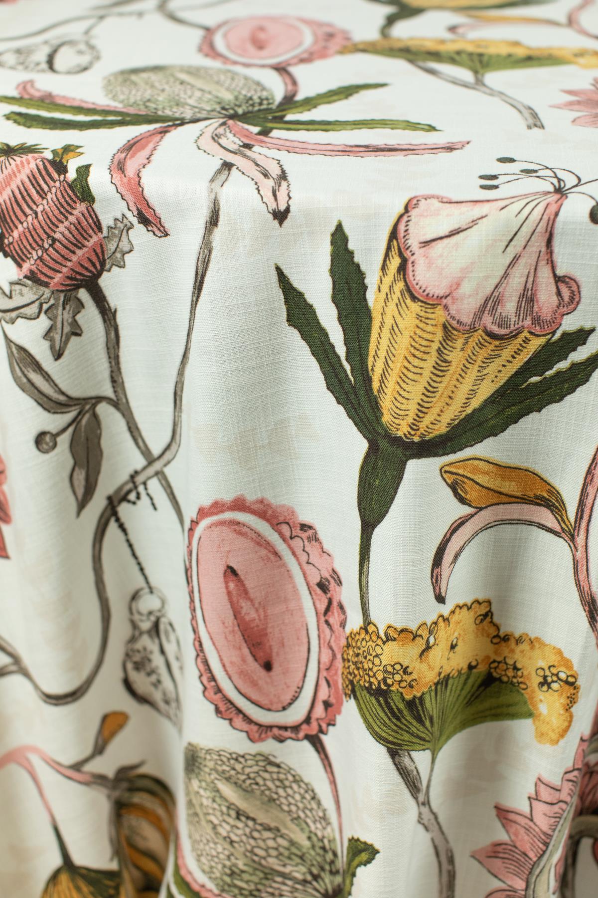 - Curated Linen Collection a floral table linen close up