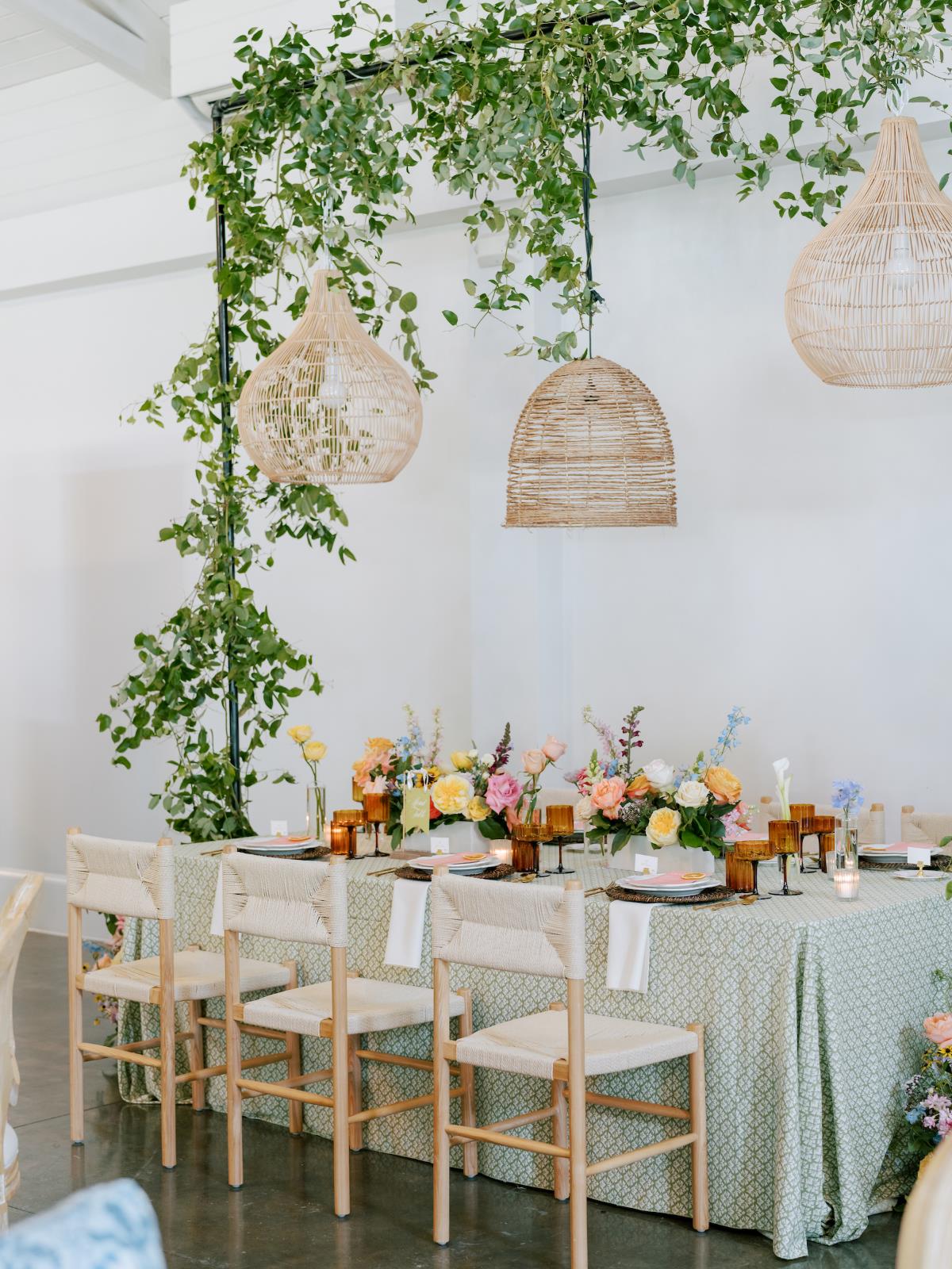 Luxury table setup with linen colors softened by warm ambient lighting