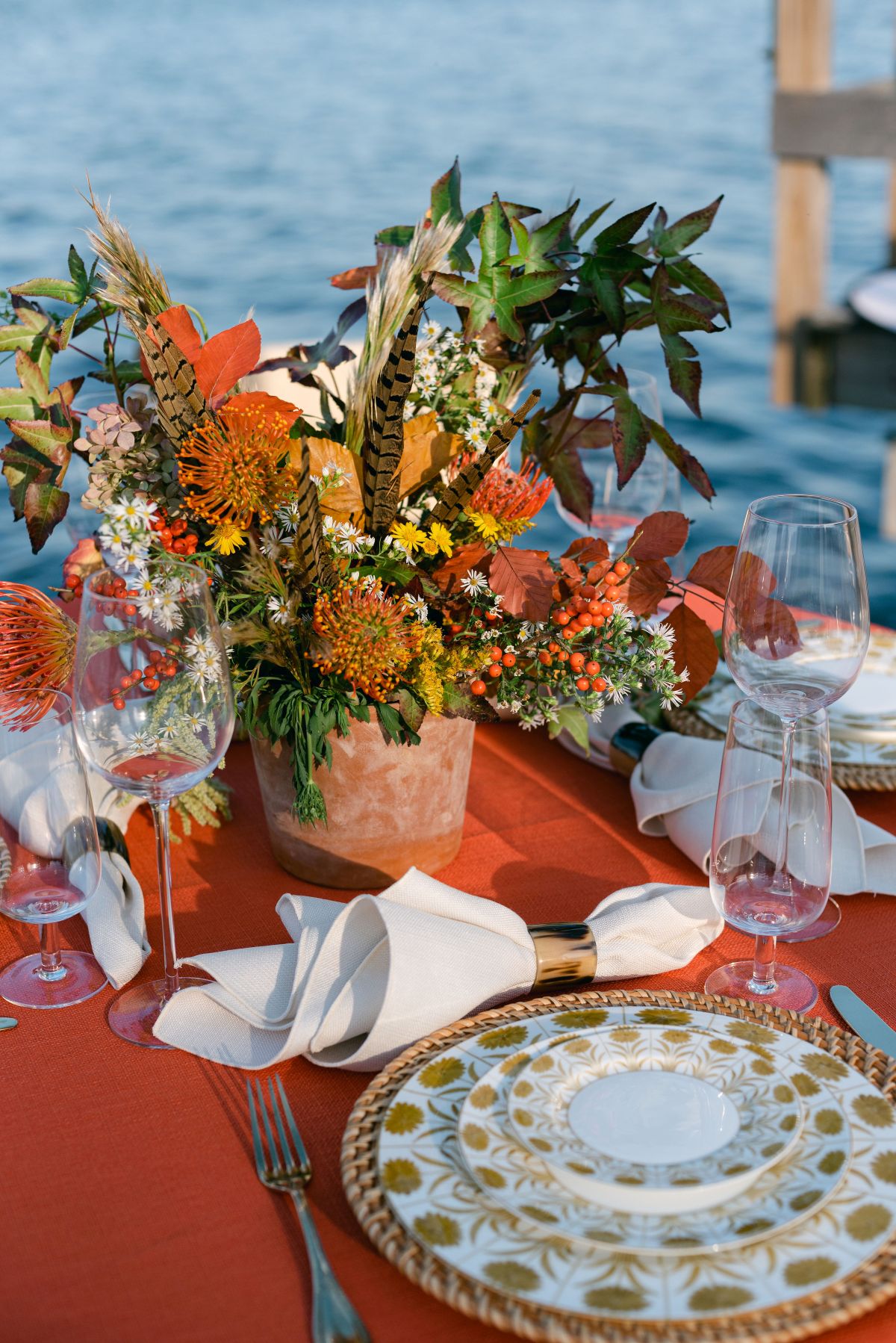 table next to water with linen - Curated Linen Collection table next to water with linen