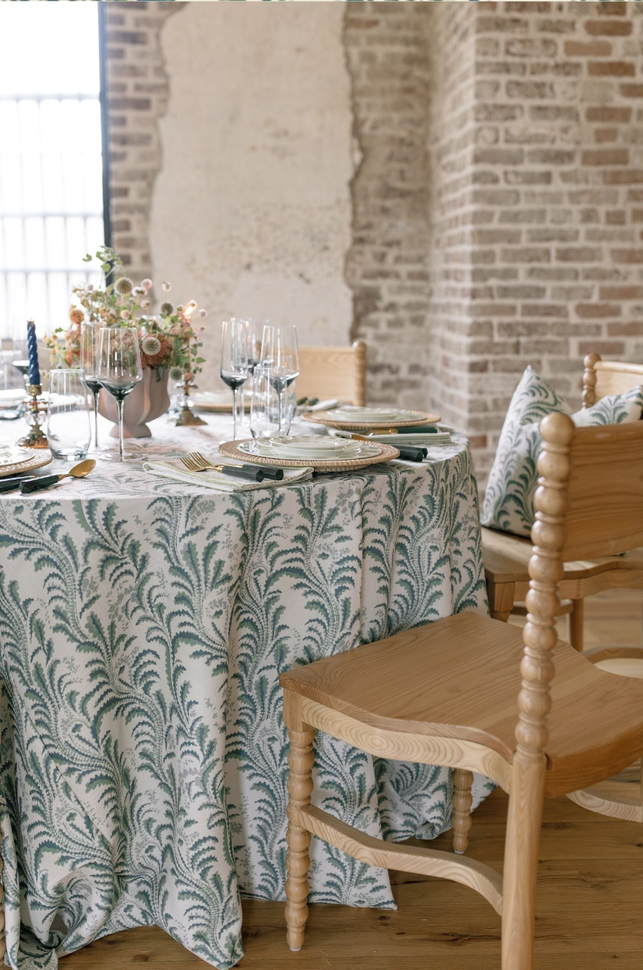 green fern table linen